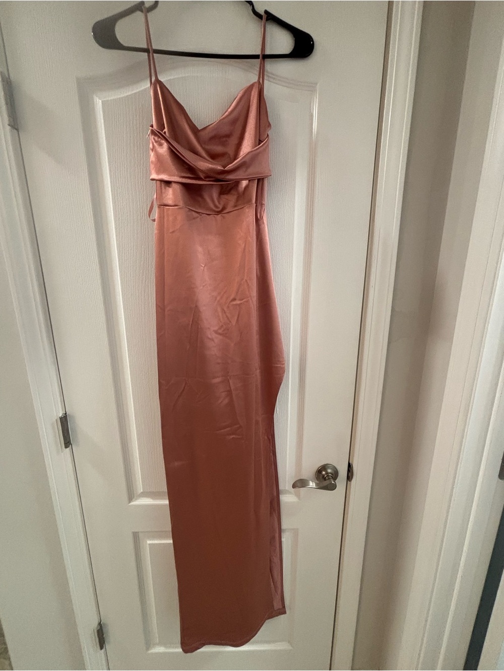 Windsor Satin Cowl Neck Maxi Dress in Rose